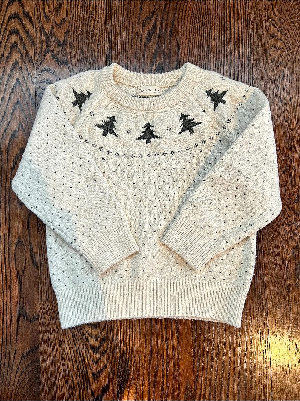 Rylee and Cru Kids Fair Isle Sweater Size 4-5Y Cream Green